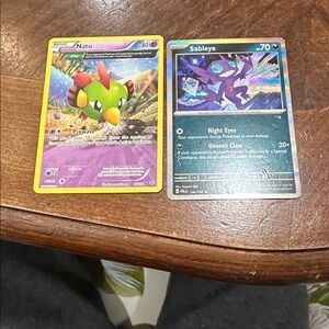 Natu and Sableye pokemon cards